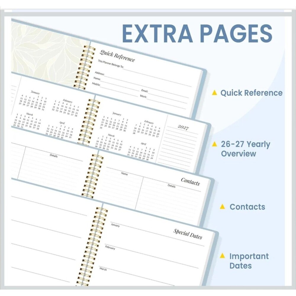 2026 Planner Weekly/Monthly Jan-Dec Monthly Agenda w/ Tabs - Blue - Picture 5 of 6